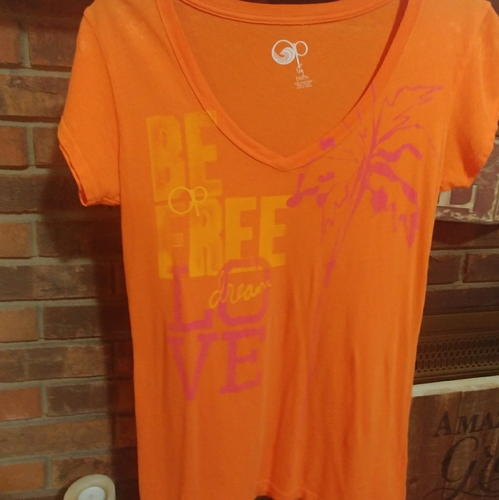 Orange OP Graphic V-neck T-Shirt